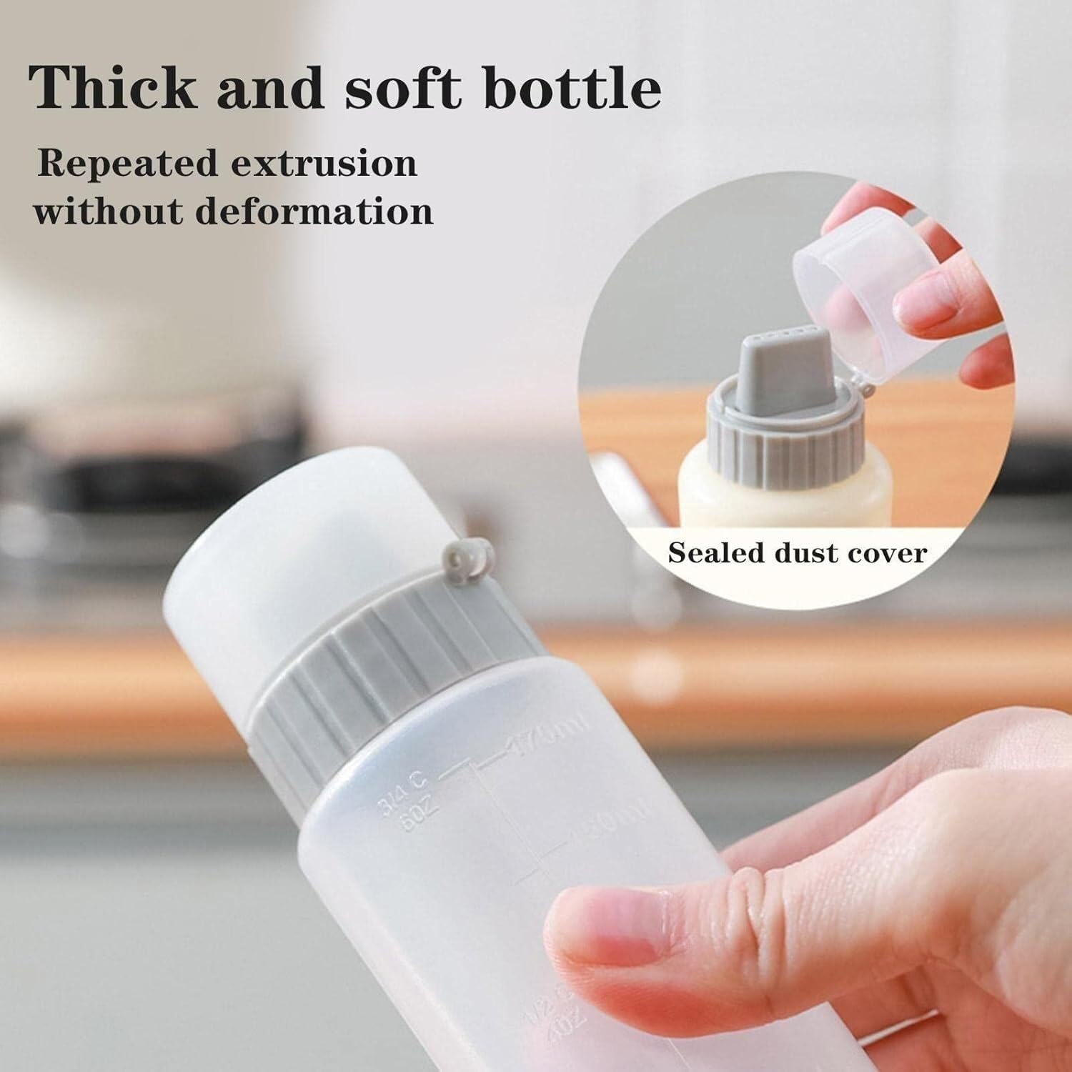 Quetschflasche Squeeze Flasche 5-teiliges Set Aus Gewürz-Quetschflaschen Mit Skala, Ketchup-Flasche, Ölflasche, Soße, Kunststoffbehälter, Küchenutensilien Saucenflasche(G,175ml)