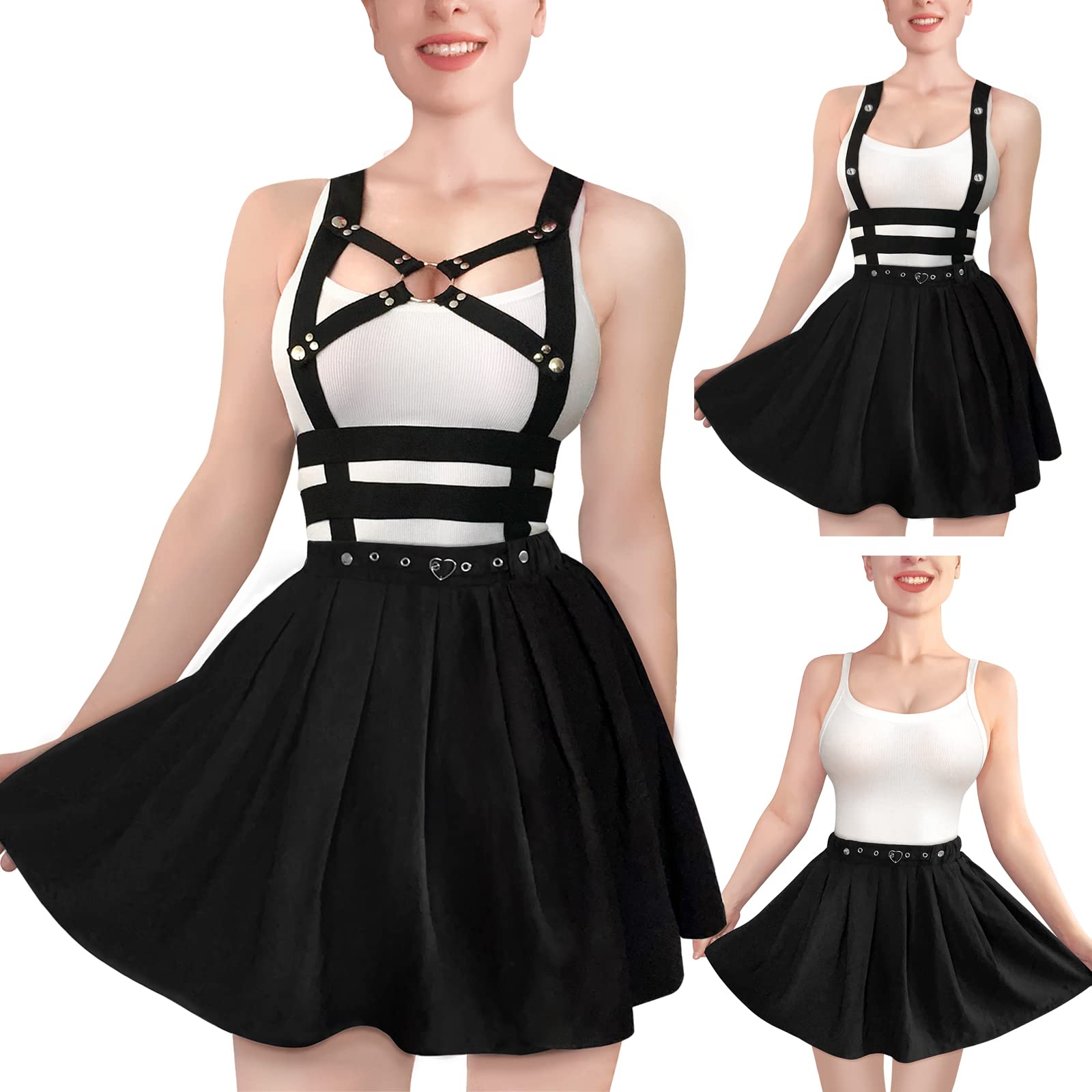 Littleforbig Overall Skirt Romper - Pleated Bondage Detachable Jumperskirt