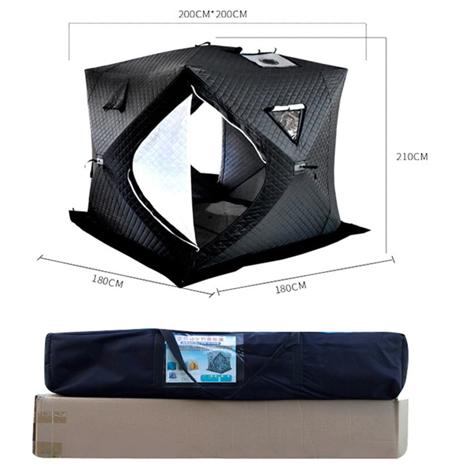 Refugio De Pesca En Hielo Aislado De Pesca En Hielo Pop-Up Tienda De Campaña, Portátil De Pesca En Hielo Shanty Gran Cabaña De Hielo con 3 Capas De Tela, Bolsa Transporte/Puerta con Cremallera