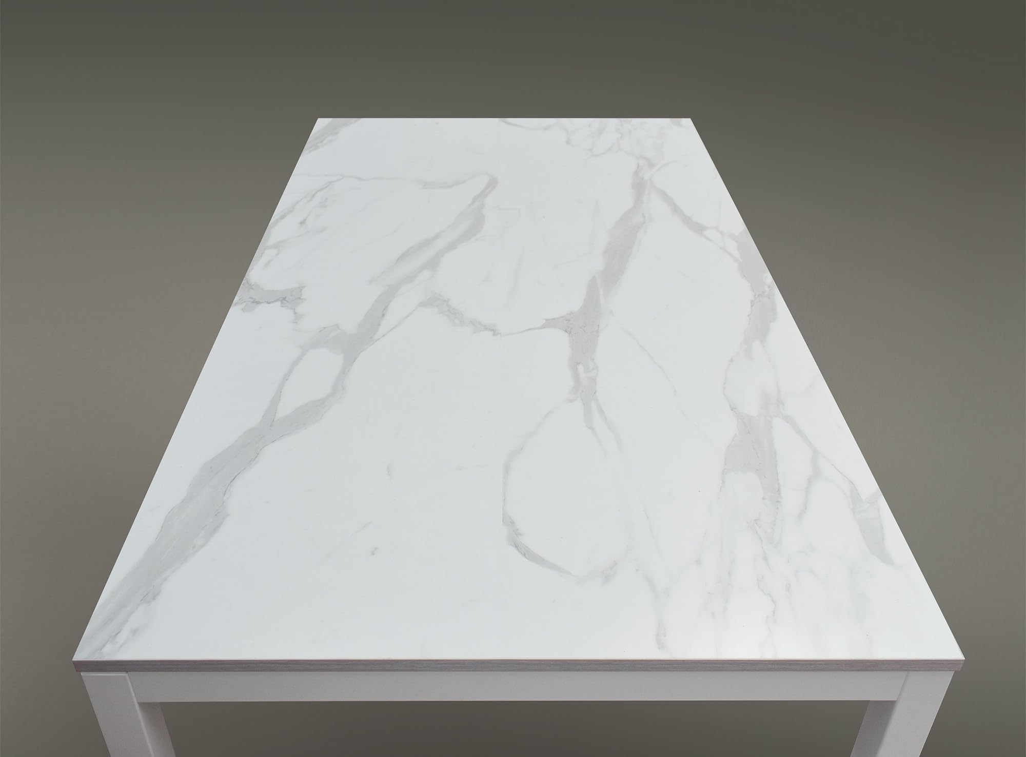 Tavolo TROPEA in legno, finitura bianco frassinato e metallo verniciato bianco, allungabile 160x90 cm - 210x90 cm