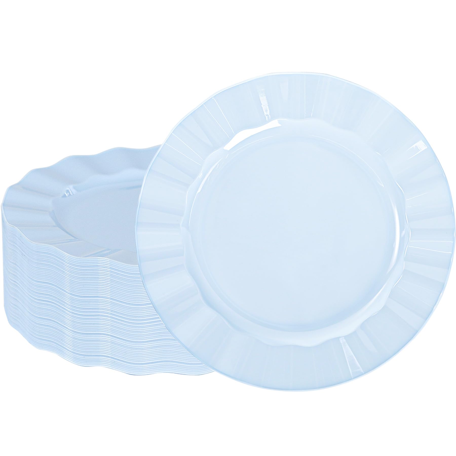 72 pack blue plastic plates, 7" disposable wave edge salad/dessert plates elegant heavy duty plate for party, wedding, thanksgiving, christmas