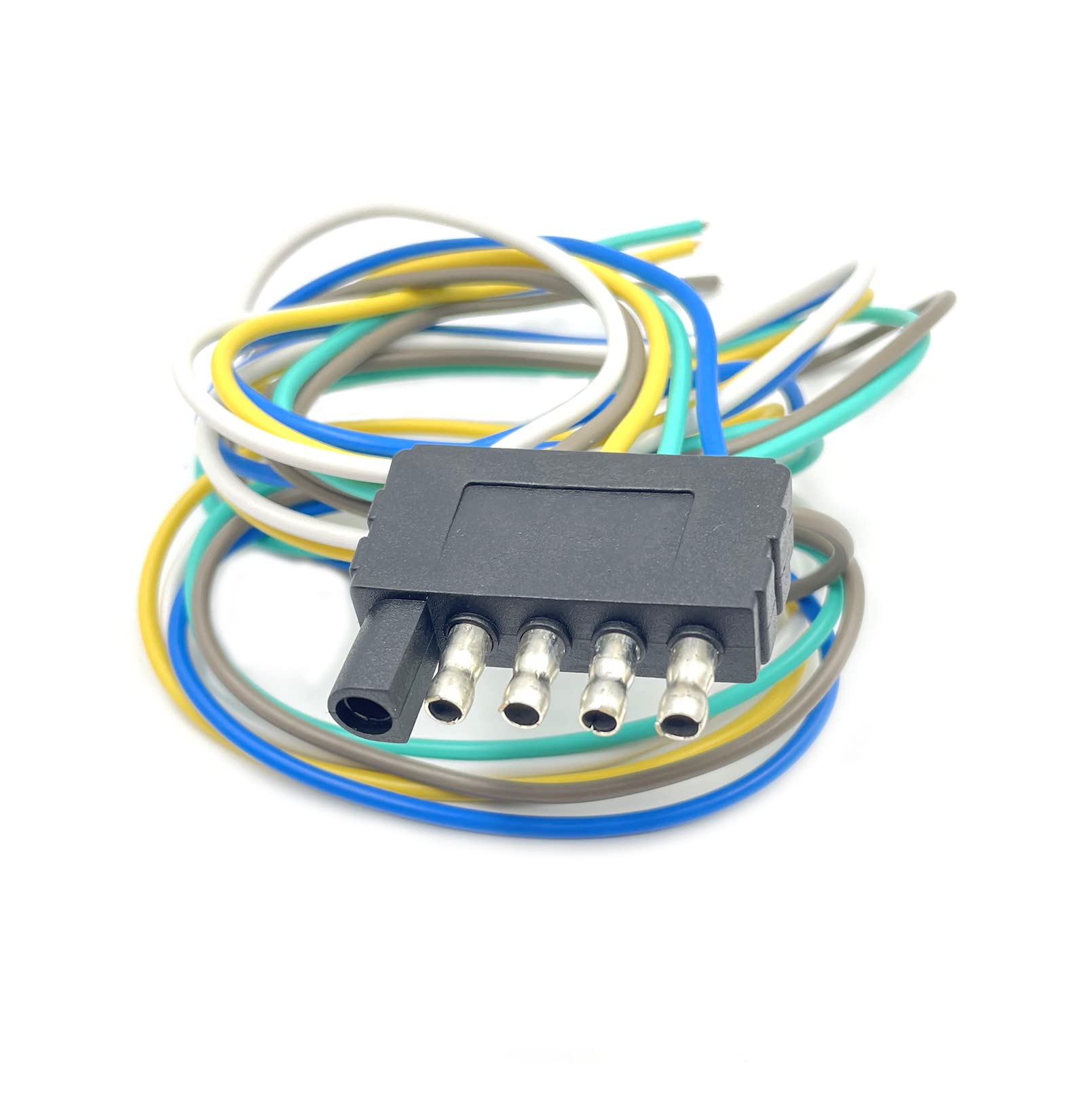 SAUTOP1pcs 5 Way Flat Trailer Wire Harness Extension male connector plug with 36 inch wire lead end,5 pin Trailer Light Wiring Harness Extension for Car Truck Vans Trailer RV Boat