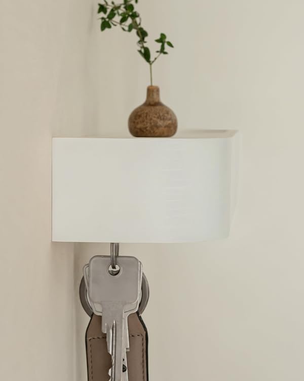 Kazai. Key Holder 'Toke' | Minimalist Key Hook Design from Berlin | Modern Key Holder Wall Mount with Wooden Shelf | Key Rack for Wall as Entryway Organizer | White by Kazai. - Image 7