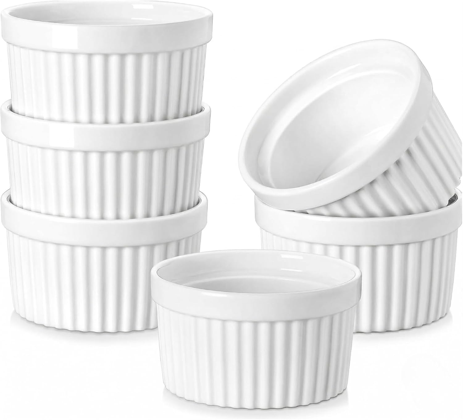 6’lı Seramik Sufle Kabı Seti, Isıya Dayanıklı, Fırın ve Mikrodalga Uyumlu, Kolay Temizlenir, Tatlı Sos Meze Sunumu İçin Şık ve Dayanıklı Sufle Kasesi Seti