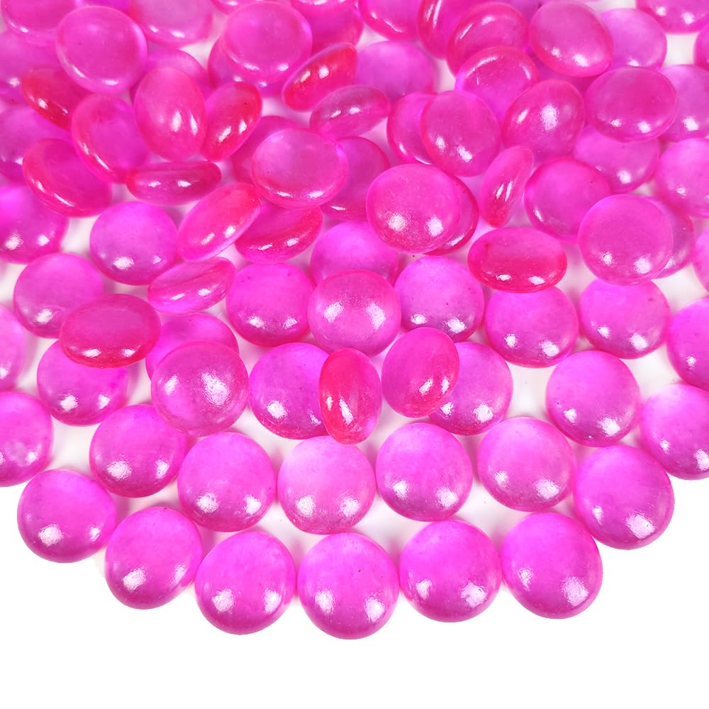 2 LB Decorative Fuchsia Glass Gems Flat Marbles