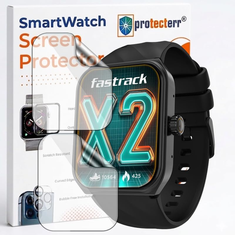 Image of 2 Pack Smartwatch Screen Protector for Fastrack Limitless X2 1.91 inch - Flexible TPU Screen Guard, Ultra Thin, Scratch Resistant, Bubble Free, Full Coverage - Not Tempered Glass