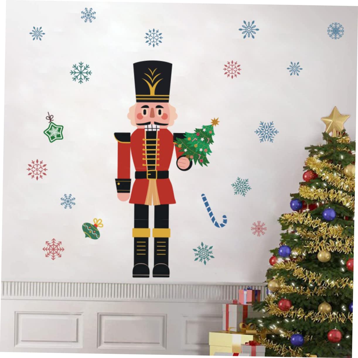 Cabilock 3 Pz Vetrofanie natalizie la finestra del fiocco di neve aggrappa adesivi murali schiaccianoci natalizi decorazioni natalizie economiche stickers natale bambini adesivi natalizi