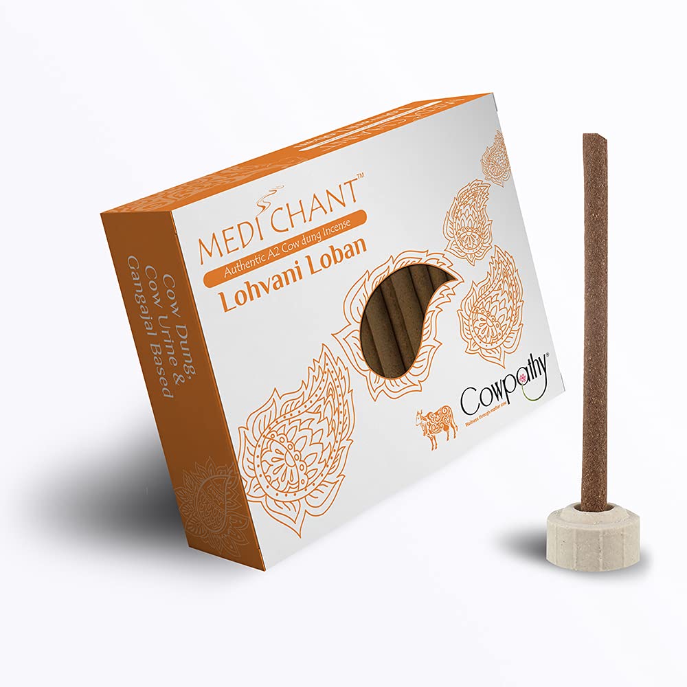 Cowpathy Desi Cow Dung Dhoop Batti Stick Chandan Sandal Woods Scented Organic Aroma Natural Fragrance Dhoop Incense Stick for Puja and Mosquito Repellent-DHOOP LOBAN Pack of 6