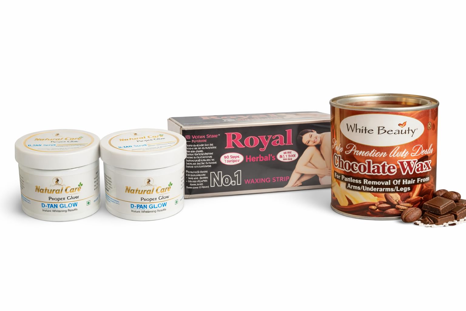 Chocolate Wax with Waxing Strips and Natural Care D-Tan Cleanser and Scrub-image-40