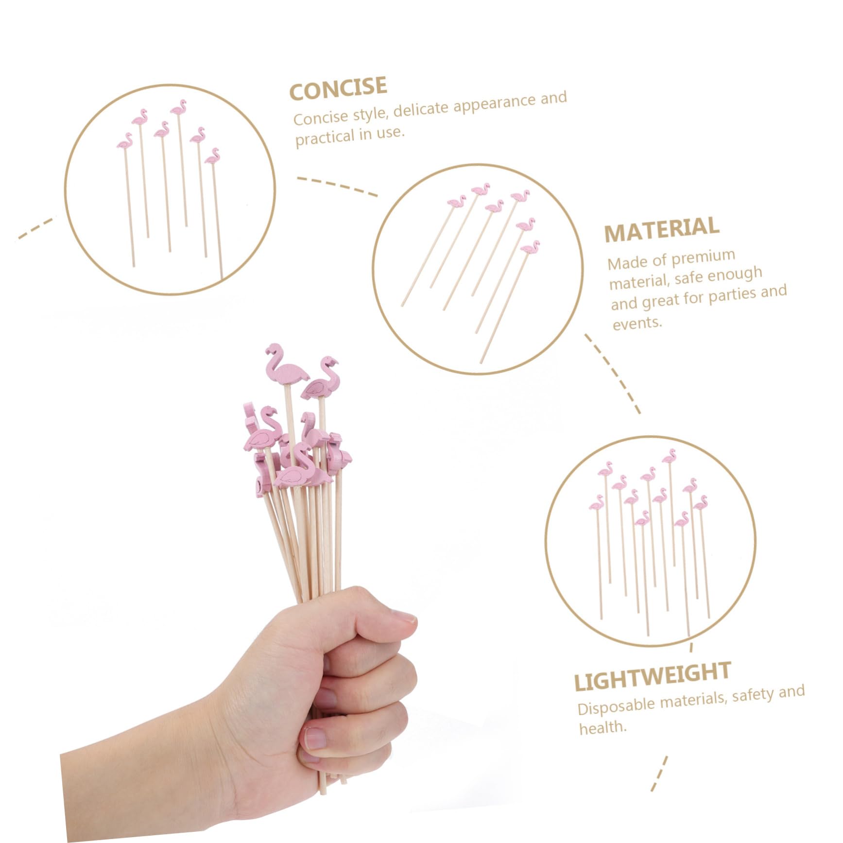 COLLBATH 100Pcs Flamingo Shape Handle Cocktail Stirrers Decorative Swizzle Sticks for Iced Tea Elegant Drink Mixers for Summer Parties and Events