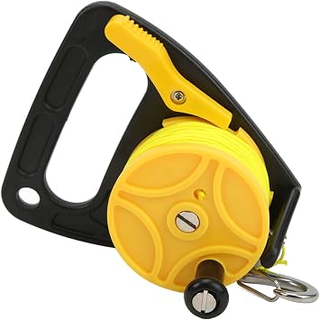 Dive Reel with Thumb Stopper, Diving Reel with 150ft High Visibility Yellow Line, Multi Purpose Dive Reel for Cave and Wreck Exploration/Recreational Diving/Spear Fishing,