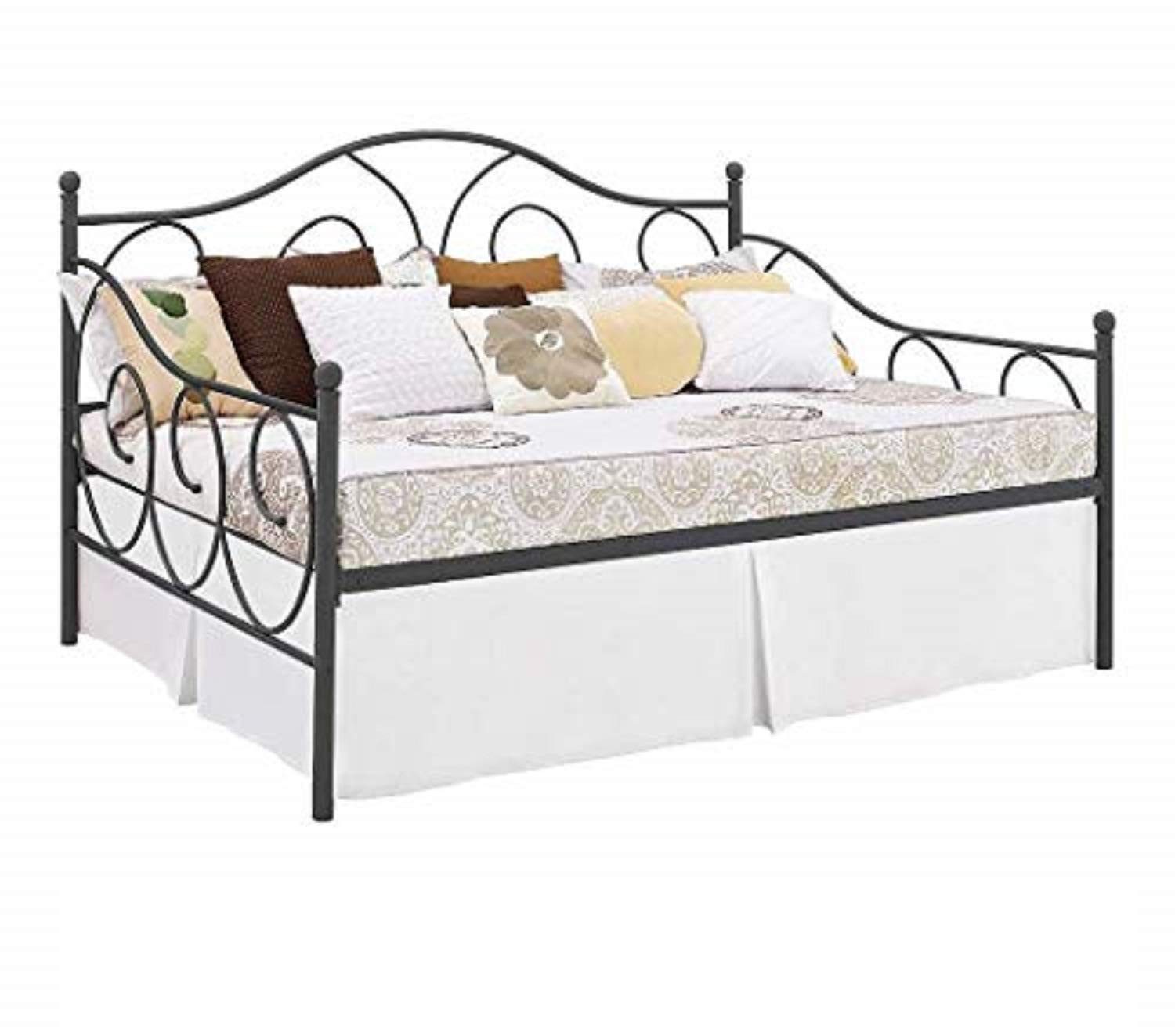 Pleated Bed Skirt with Split Corners for Daybeds - Three Side Coverage - Made with Brushed Microfiber, (Twin Size, White Solid)/12 Inch Drop