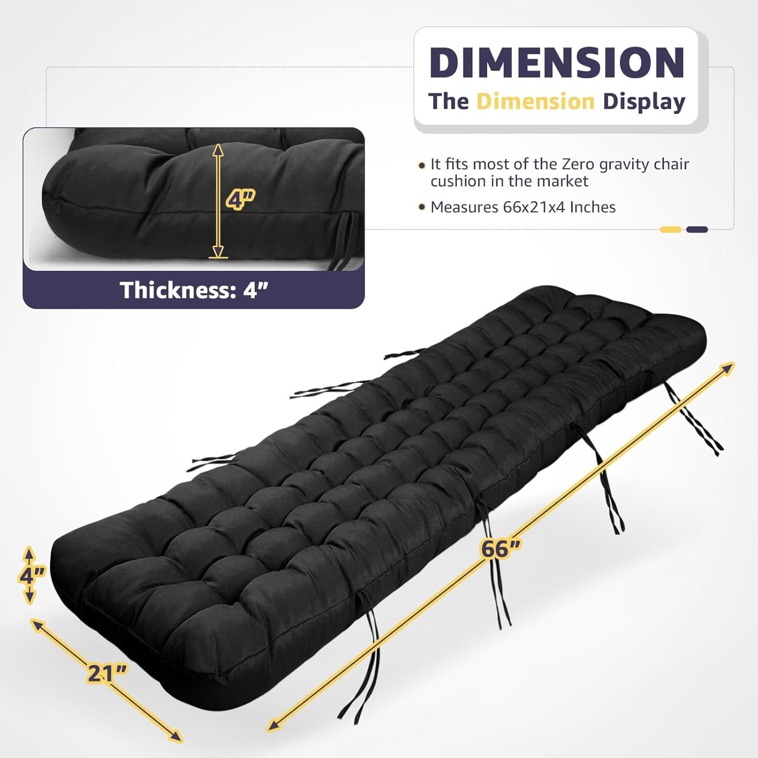 Coussin Transat Bain de Soleil, Matelas Jardin Rembourré 170x53x8 cm pour Chaise Longue, Imperméable avec Attaches, Idéal Piscine Plage Camping(Style 1,2pc)