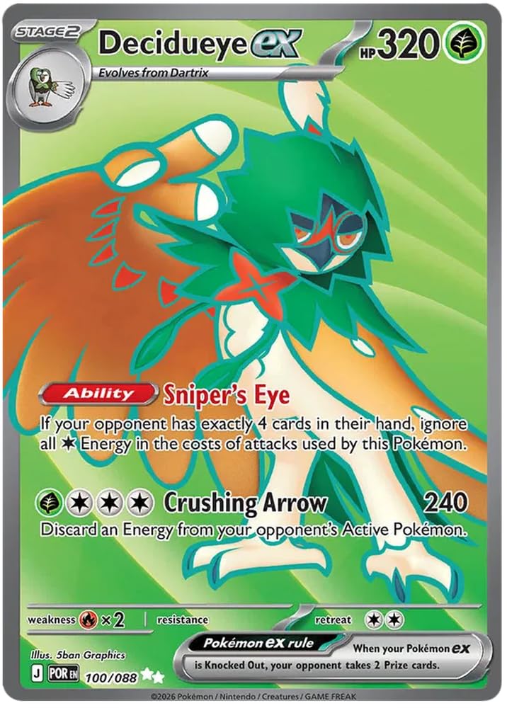 Decidueye ex 100/088 Ultra Rare Pokemon Card | Mega Evolution Perfect Order | ME03 | Titan Authenticated