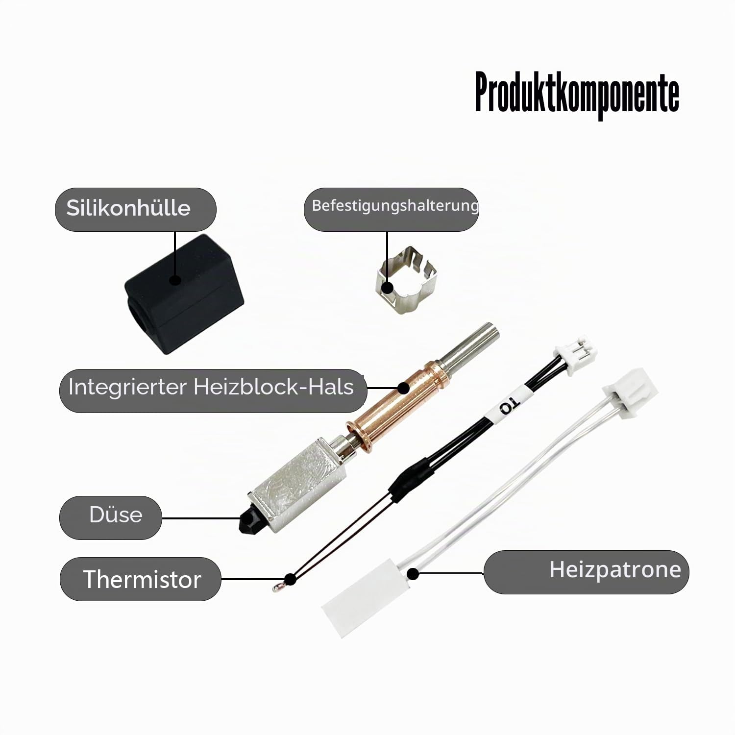 Upgrade Kobra 3 Ceramic Hotend Hot End Assembly Druckkopf Extruder mit Düse aus gehärtetem Stahl Heizblock Hotend Ersatz für Anycubic 3D-Drucker