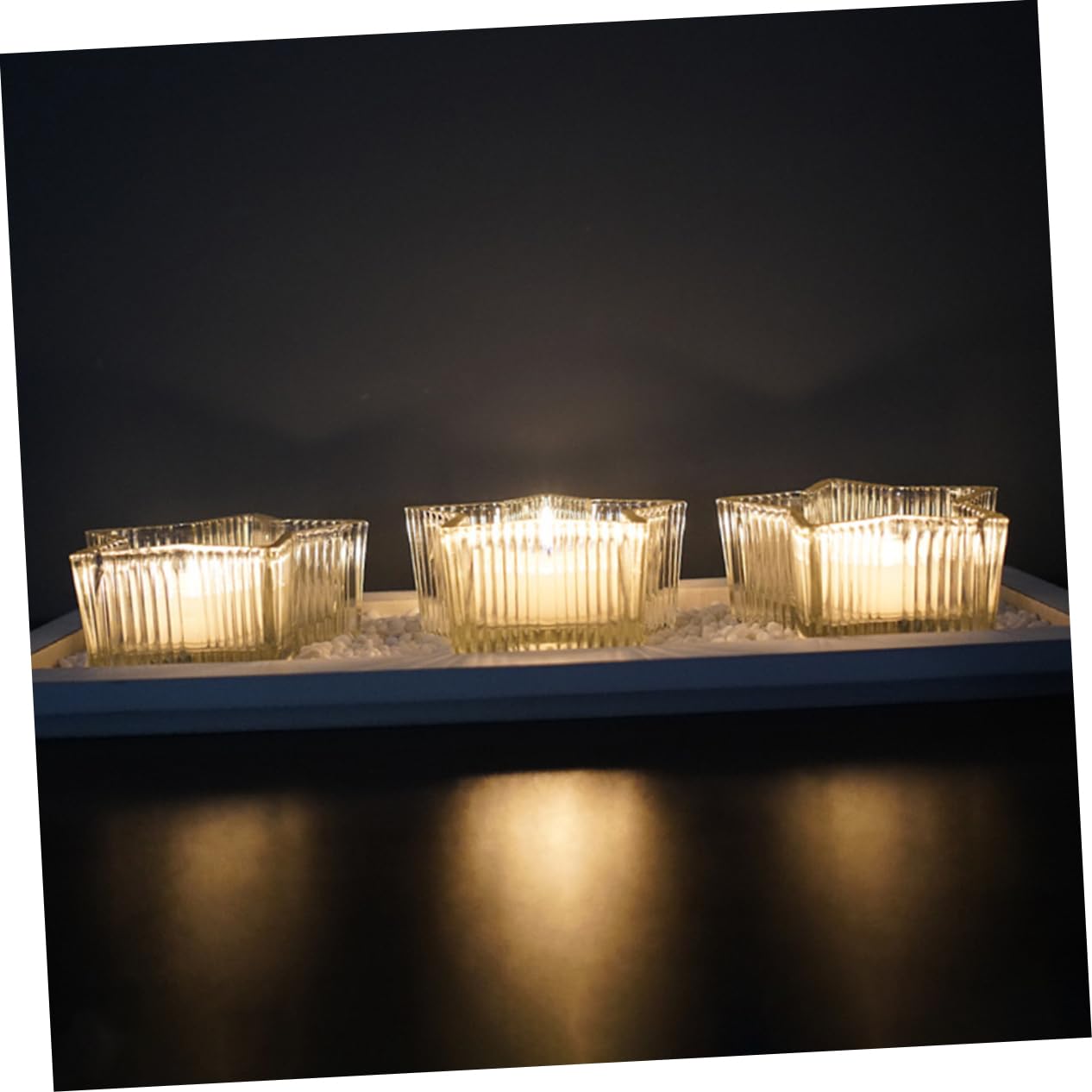 Unomor Star Shaped Glass Candle Holder Transparent Tea Light Stand for Christmas Party Decorations Decor Accent for Holiday Centerpieces and Festive Events