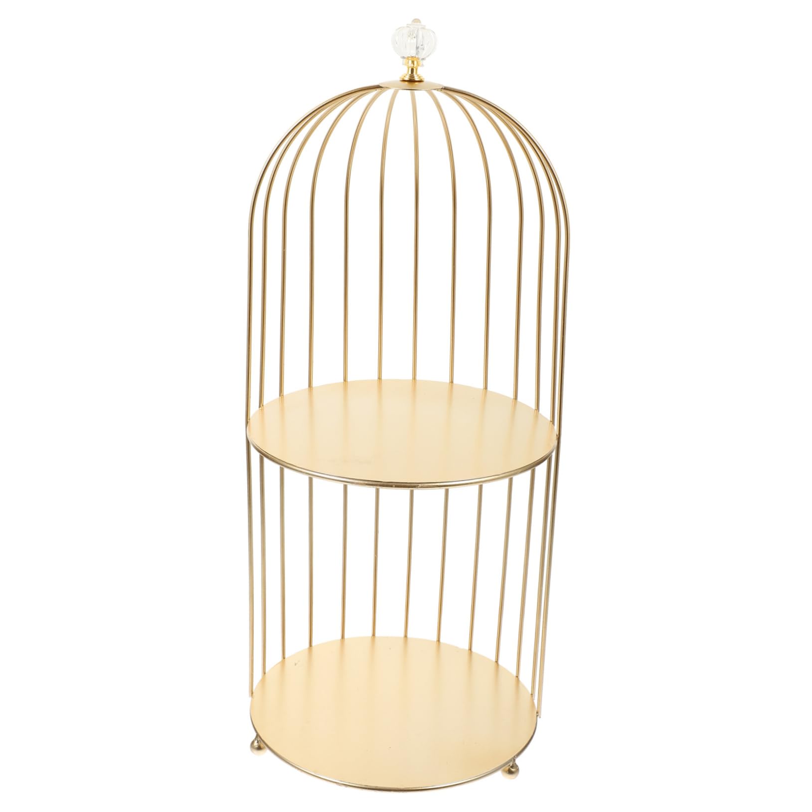 LABRIMP Goldener Vogelkäfig Doppelschicht Dessertständer und Make Up Organizer aus Eleganter Kosmetikhalter Platzsparendes Aufbewahrungsregal für Hochzeit Party und Schreibtisch