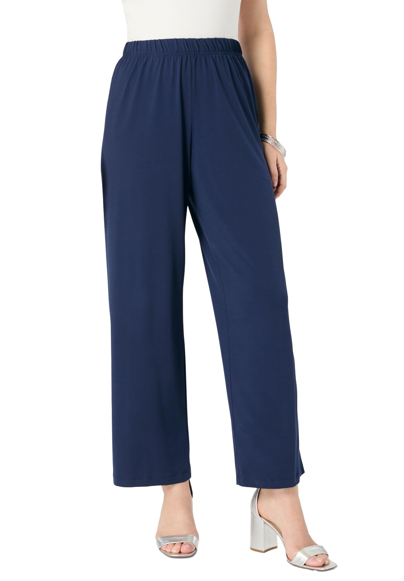 Roamans Womens Plus Size Ultrasmooth Fabric Cropped Pant