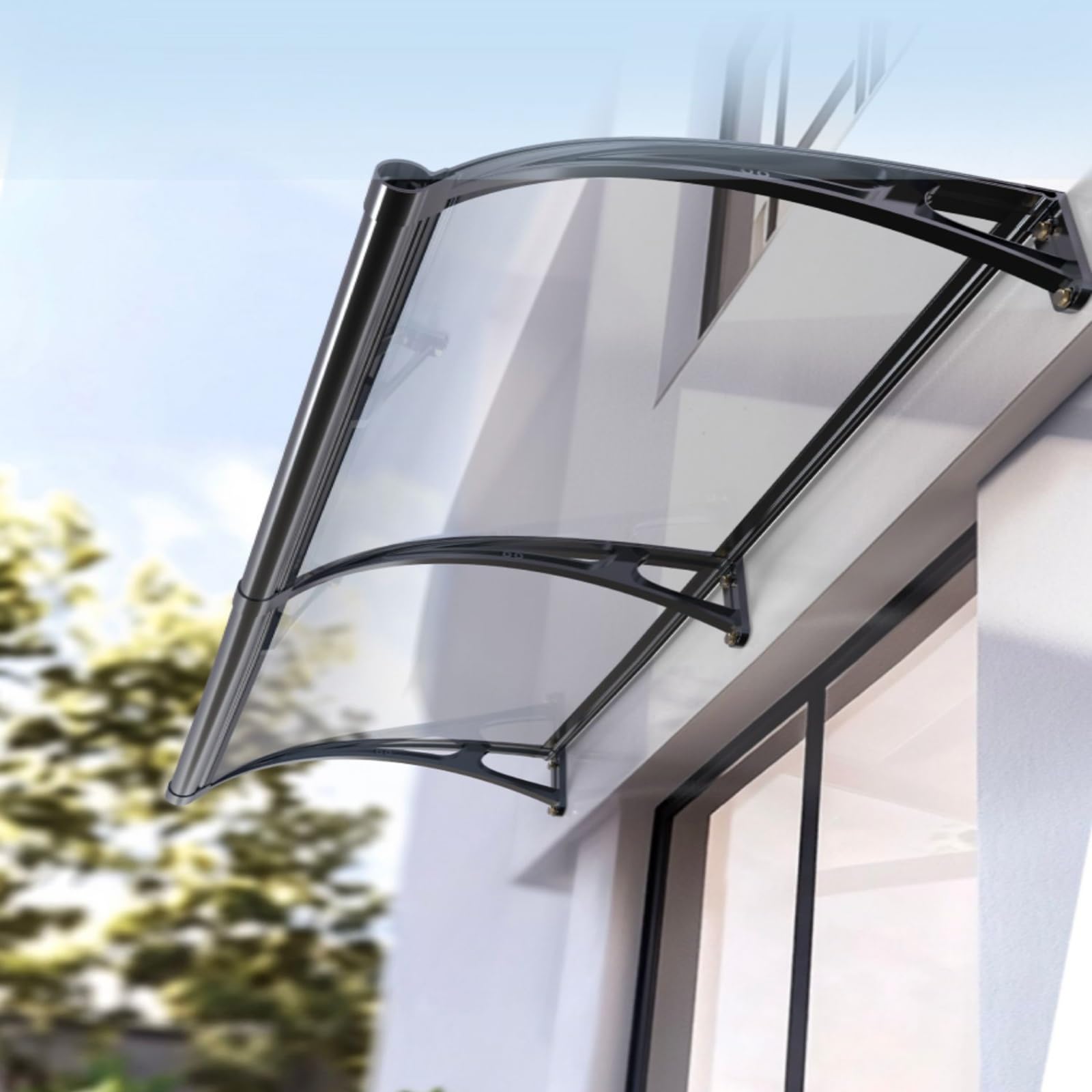 Auvent en alliage d'aluminium anti-UV marquise robuste pour fenêtre et terrasse 75x100