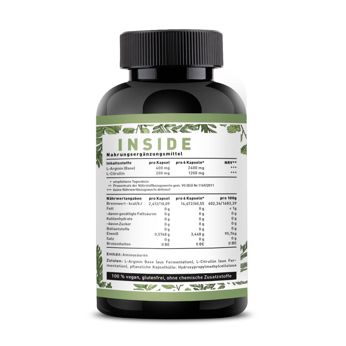 L-Arginin Base 2400mg & L-Citrullin 1200 mg - 400 Kapseln - Zestonics Basics