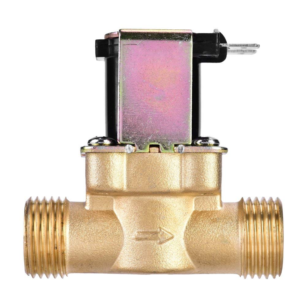 Électrovanne 1/2' DC 24V Normalement Fermée en Laiton, Vanne Électromagnétique pour Contrôle de l'Eau