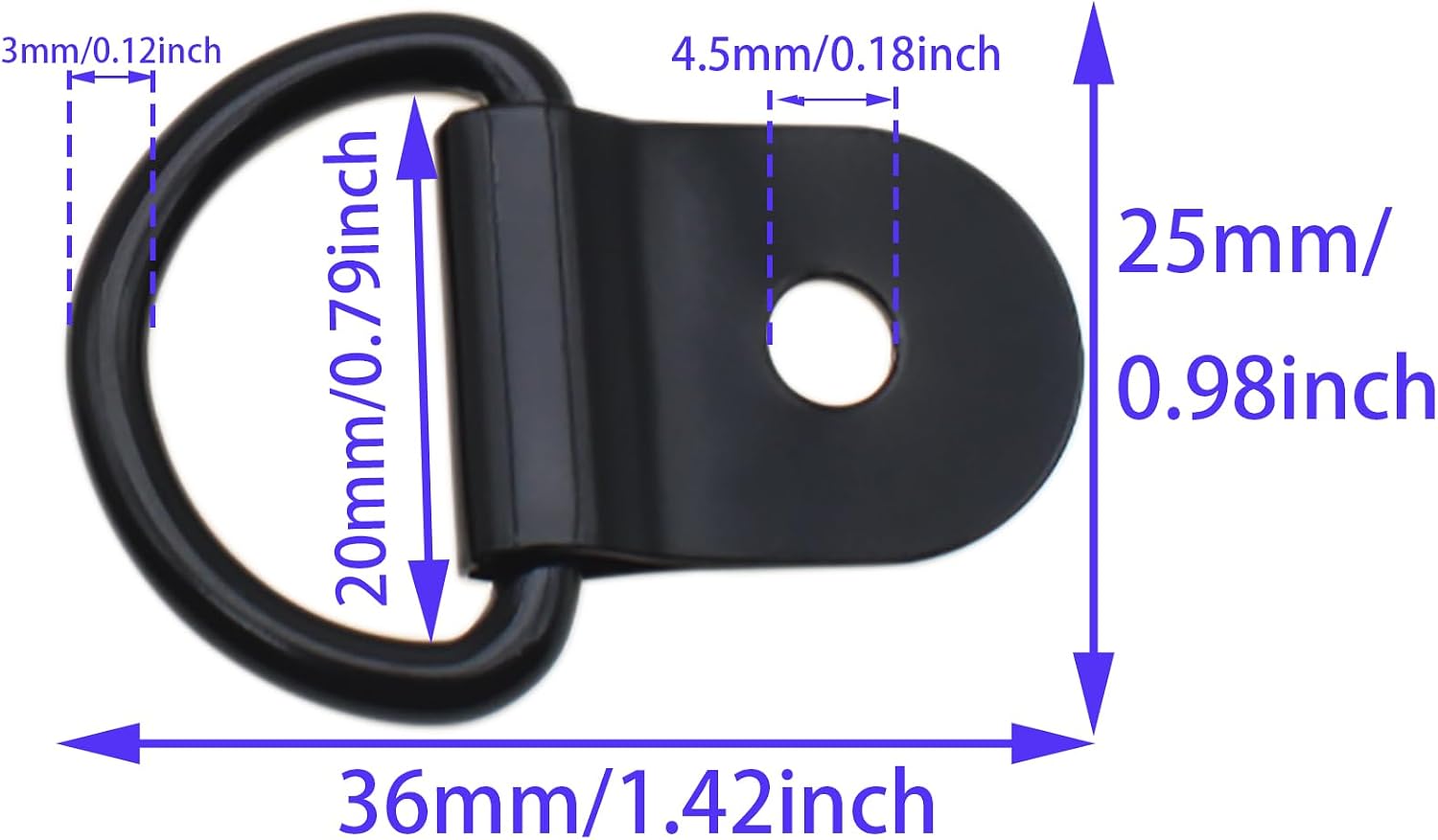 20PCS D-Ring Tie Downs Small Black Tie Down Anchor for Loads on Car Truck Trailer Motorcycles