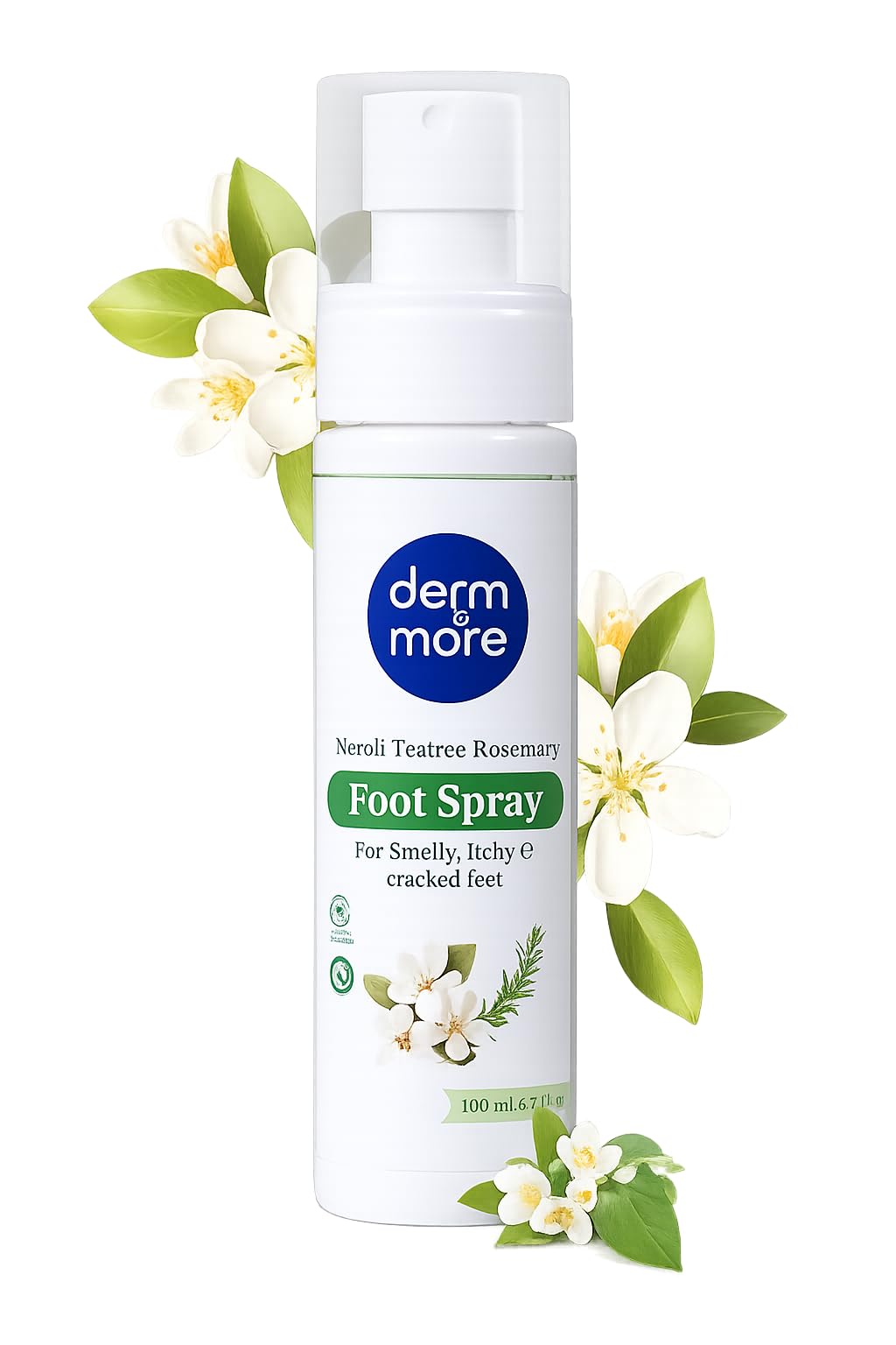 Derm & More Foot Spray for Cracked, Rough and Smelly Feet| Natural Foot Sanitizer & Shoe Deodorant Spray with Essential Oils & Enzymes to Kill Foot Odor, Shoe Odor Eliminator with Benefits of Neroli Oil, Aloe Vera, Tea Tree and Rose Marry (50 ml)-picture-17