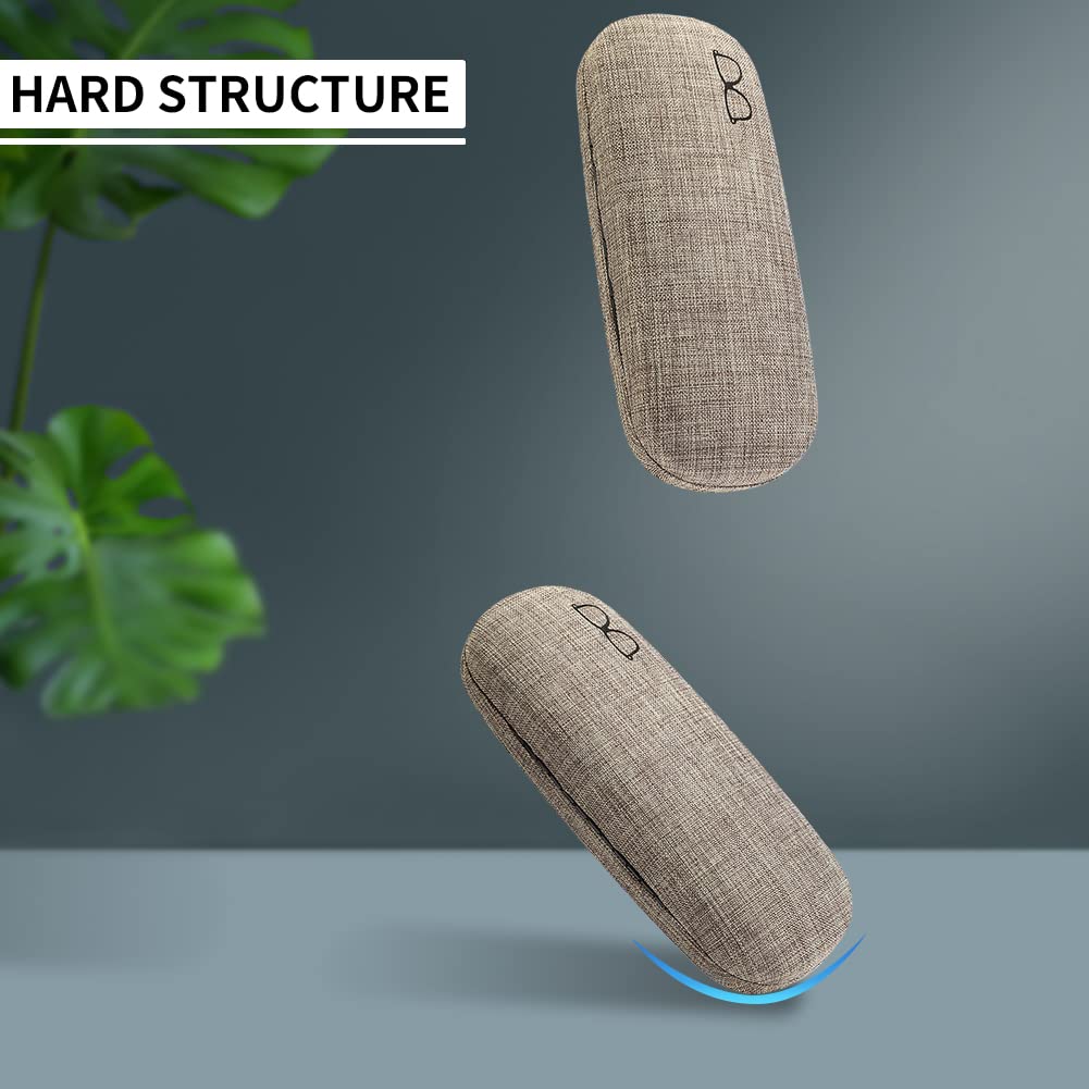 CHZZMS Paquete de 6 fundas rígidas para gafas, fundas protectoras de tela de lino para hombres y mujeres
