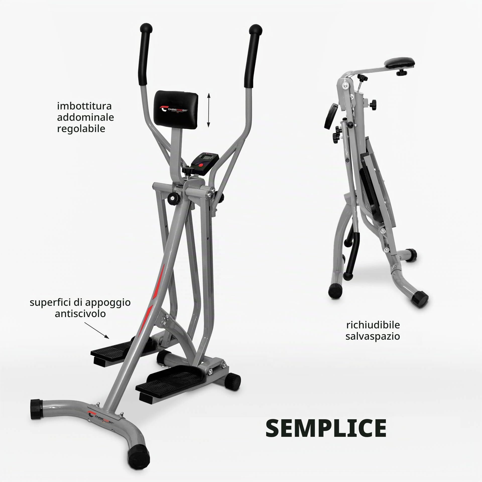 Christopeit - Crosstrainer Walker, 80 x 60 x 148, Colore: Argento