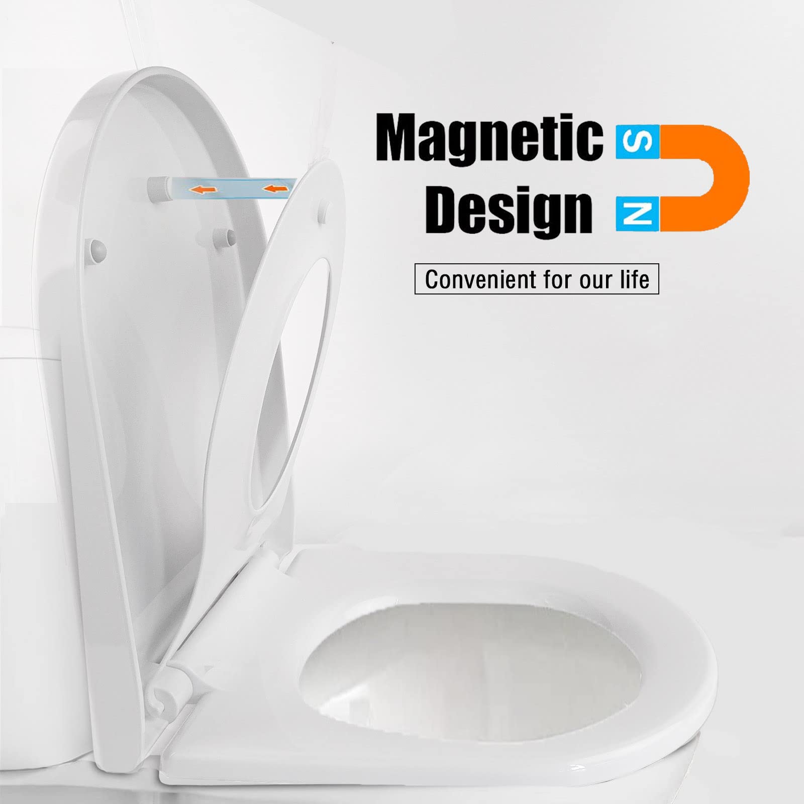 Sedile WC a forma di D con sedile per bambini integrato per imparare a usare il vasino, sedile per bambini con chiusura ammortizzata, sgancio rapido, rimovibile, igienico, compatibile con il Regno