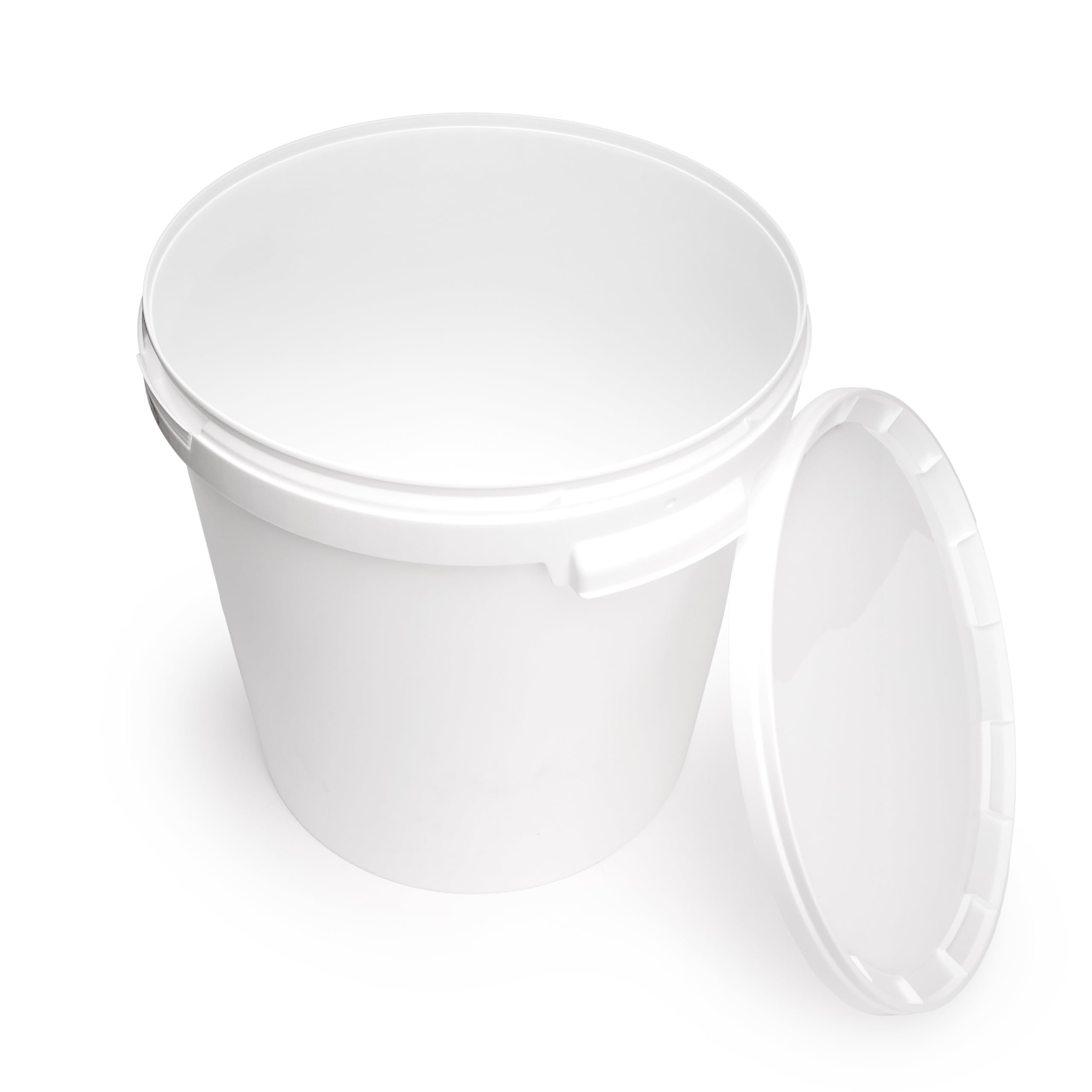 Garronda Seau en Plastique Blanc 30 litres avec Couvercle - pour Le Stockage de Produits Alimentaires et Chimiques - en Polypropylène - Lot de 5 - GD-0117