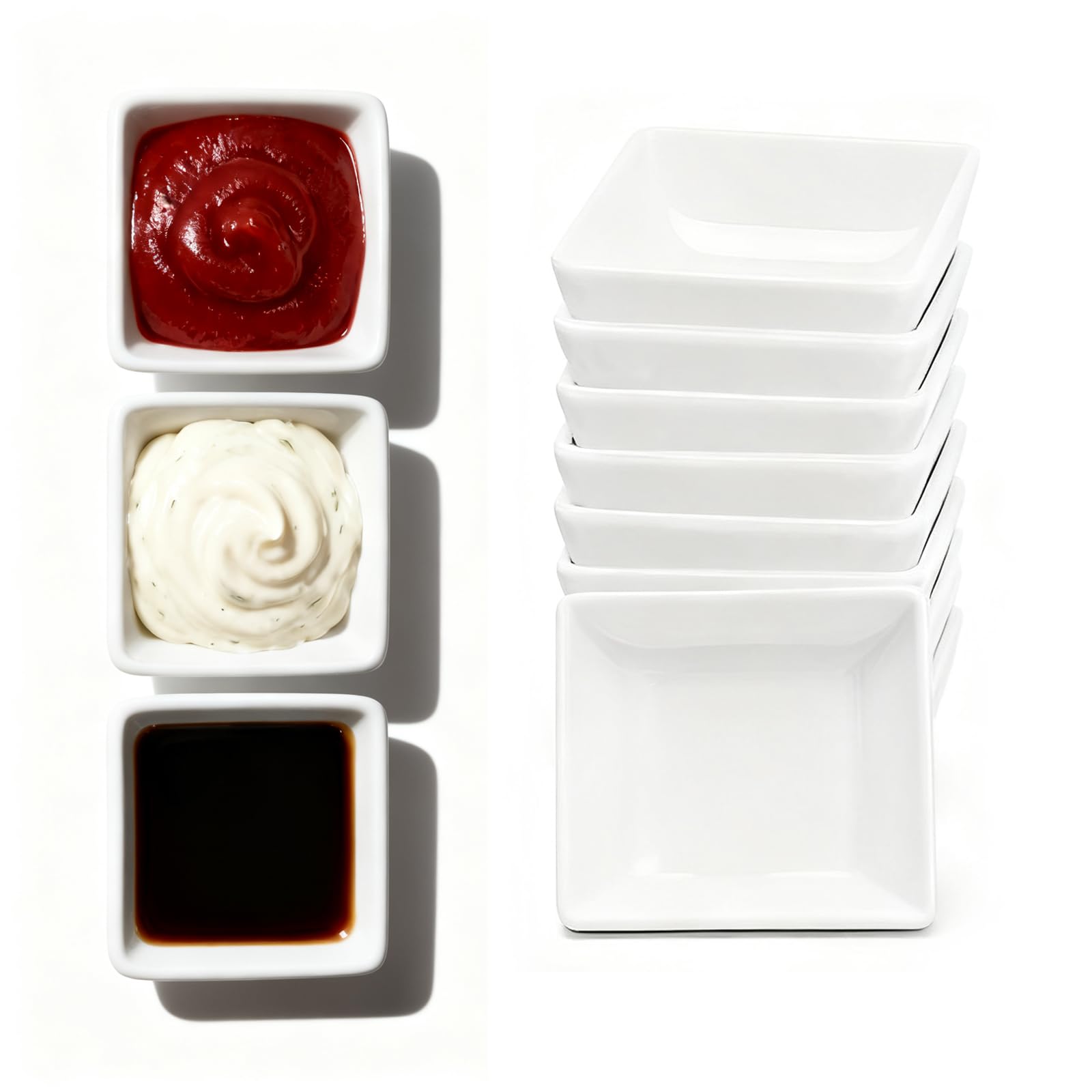 Lot De 12 Bols à Sauce Carrés 75ml Noir - Mini Bols Condiments Empilables Pour Snacks Et Apéritifs