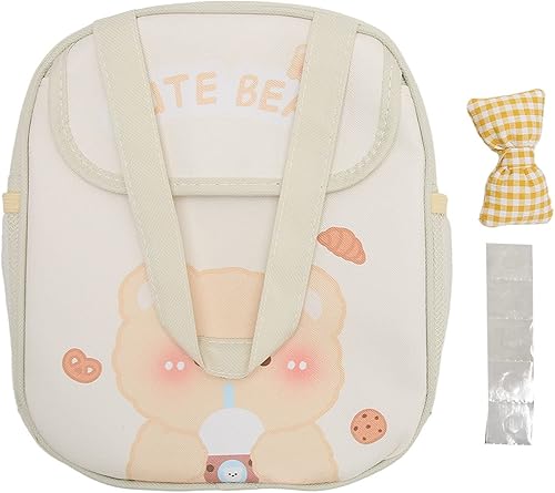 Miniatura 6 de TOPINCN Bolsa de almuerzo aislada, lonchera Kawaii gruesa de tela Oxford de poliuretano para oficina (oso de té con leche beige)