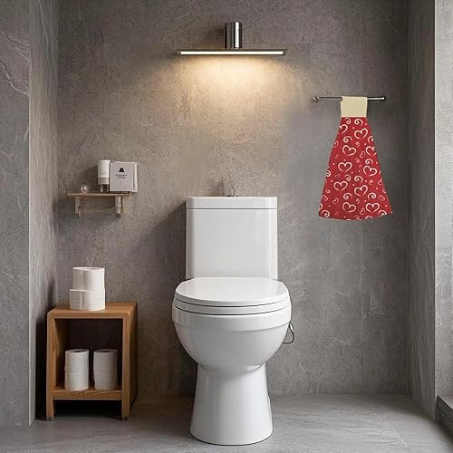 Miniatura 6 de Red Retro Heart Fast Drying Kitchen Hand Towels with Hanging Loop, Soft Kitchen Decor Hand Towel with Hook Loop Absorbent Coral Fleece Dish Cloth