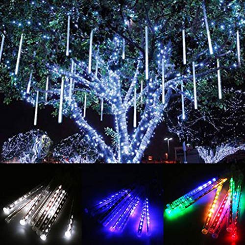 Luces de lluvia meteorito LED para exterior, 8 tubos, 144 LEDs miniatura 4