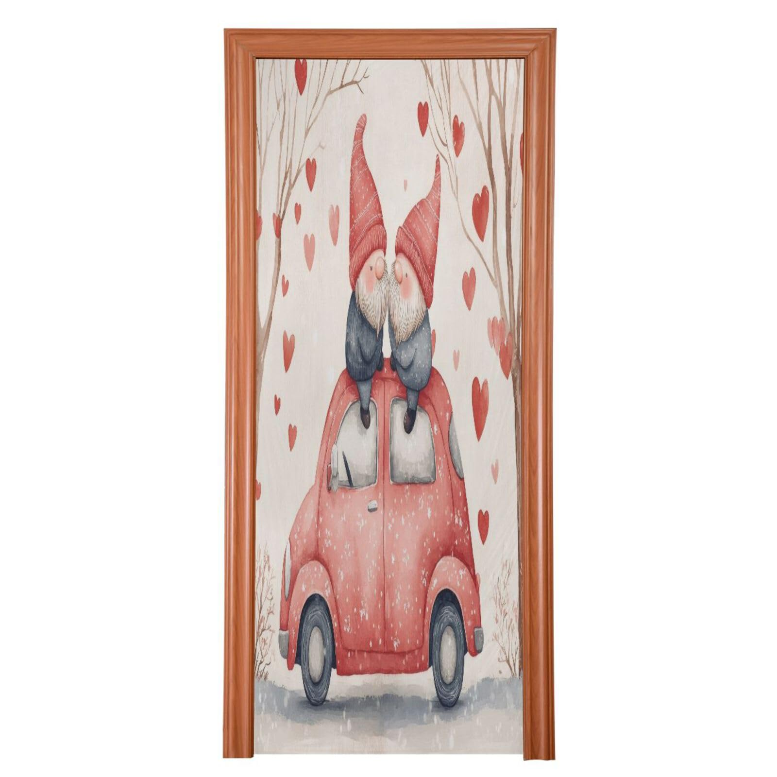 FLildon Valentine's Day Gnomes on Car Door Cover Decoration, Party Accessory Porch Decor for Festive Ornament Room Door Covers 36 x 98 Inch