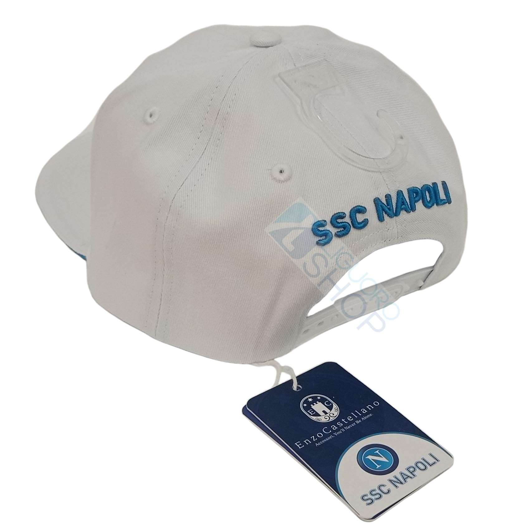 Cappello Tipo Baseball del Napoli 3° Scudetto Campione D'Italia Prodotto Ufficiale Celebrativo Enzo Castellano (Bianco Scudetto su Visiera)