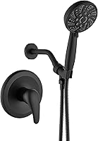 Gotonovo Matte Black Single-Handle Shower Faucet Set with 6-Mode Handheld Showerhead & Valve Trim Kit