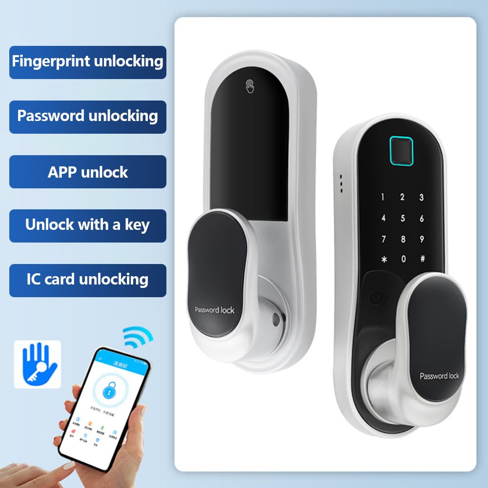 Matybobe Smart Door Lock Keyless Entry Door Lock Handle with 2 Cards and 2 Keys Biometric Door Lock App Remote Operation WiFi Smart Lock for 30-60mm Office Home Bedroom Door - Image 4