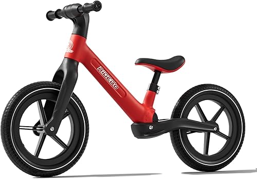 Ridego Bicicleta de equilibrio de 14 pulgadas para niños de 3 a 6 años, bicicleta ligera con neumáticos de goma de aire, asiento ajustable,
