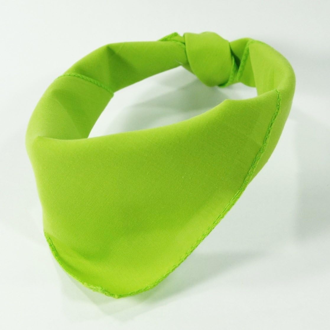 2pcs Solid Color 20" 50cm Cotton Neckerchief Bandana Scarf Headband Tie Team (Green Lime)