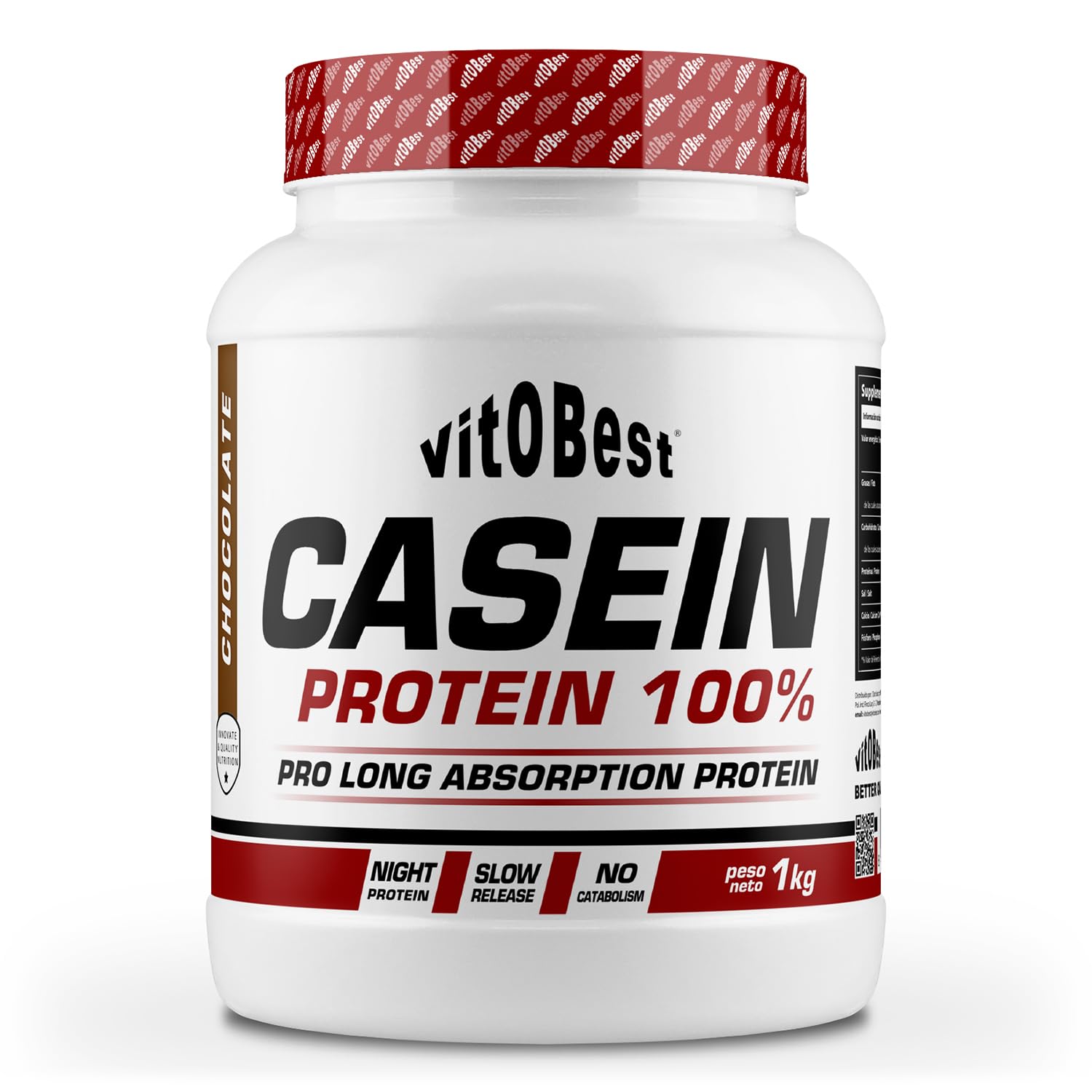 VITOBEST Casein Protein 100% Proteínas Suplemento Chocolate 1 kg