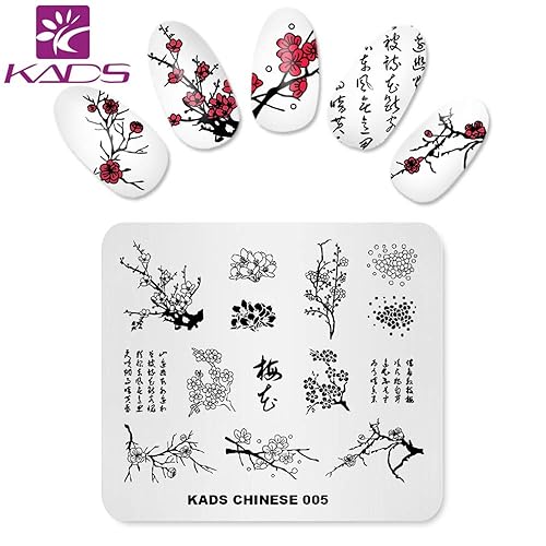 Miniatura 2 de KADS Nail Art Stamp Plate Flower Series Placa de estampado de uñas Plantilla Placa de imagen Placa de arte de uñas Herramienta de decoración de