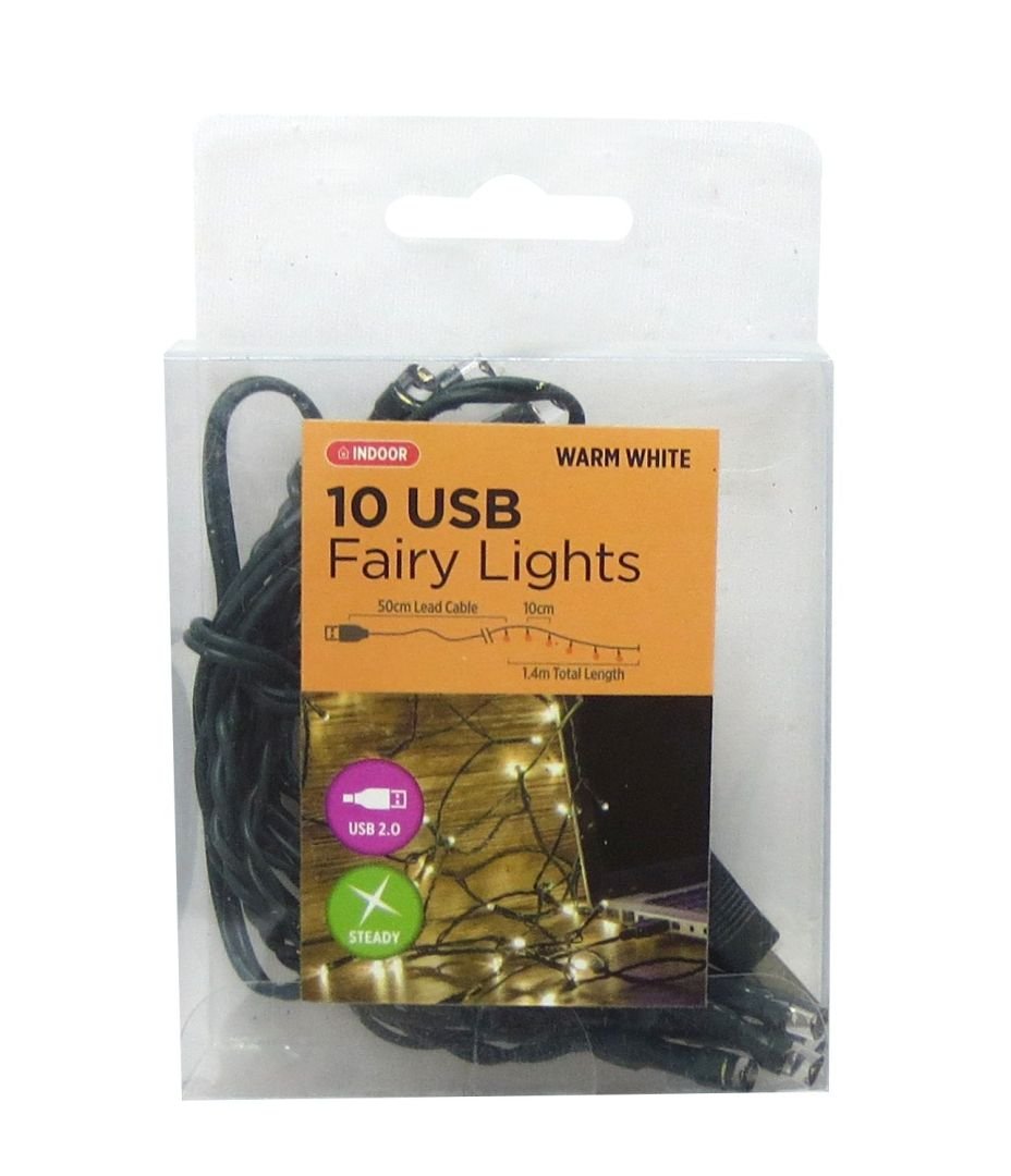 FDC 10 USB LED Fairy Lights Computer Laptop Fairy Lights Car Fairy Lights (White, 3)