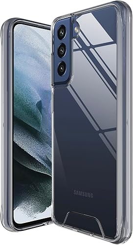 Miniatura 7 de KIOMY Funda transparente para Samasung Galaxy S21 FE 5G, diseño híbrido delgado, parte trasera de policarbonato duro + bisel elevado de TPU flexible