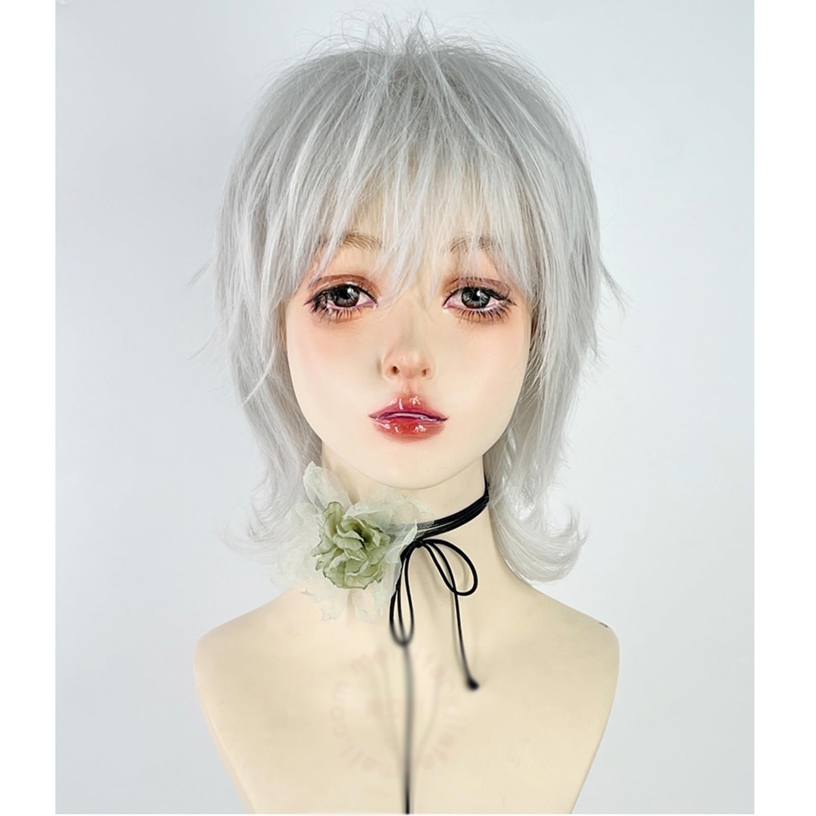 Perruque blanche courte 30cm moelleuse pour changer de style à Halloween - 8