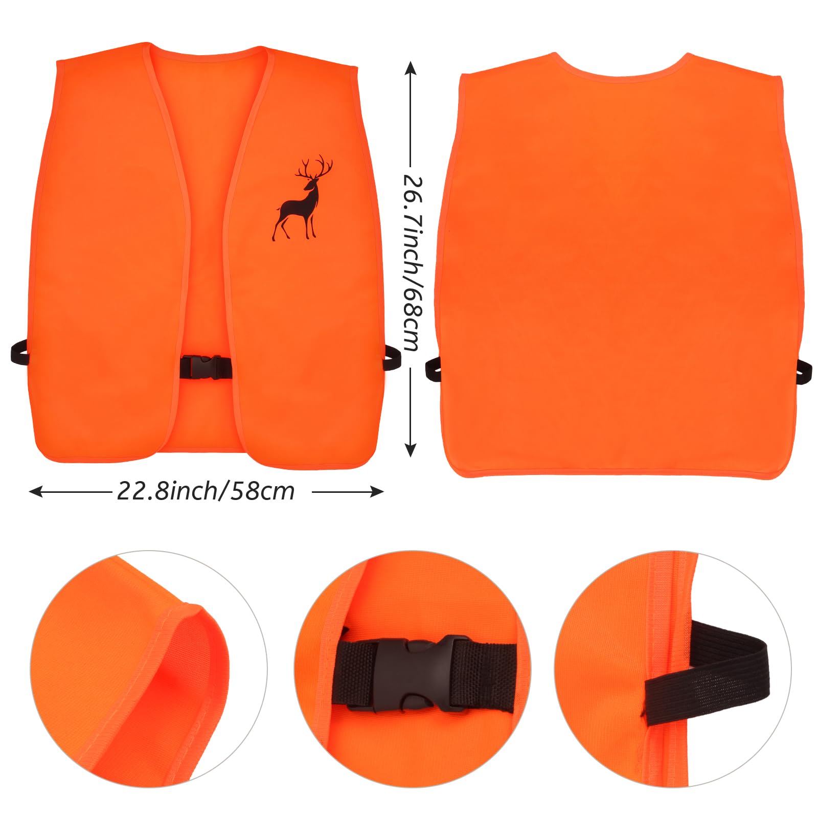 Yewong 4 Pieces Blaze Orange Hunting Vest and Baseball Cap Combo for Men Women Hunting Hiking Outdoor Sports