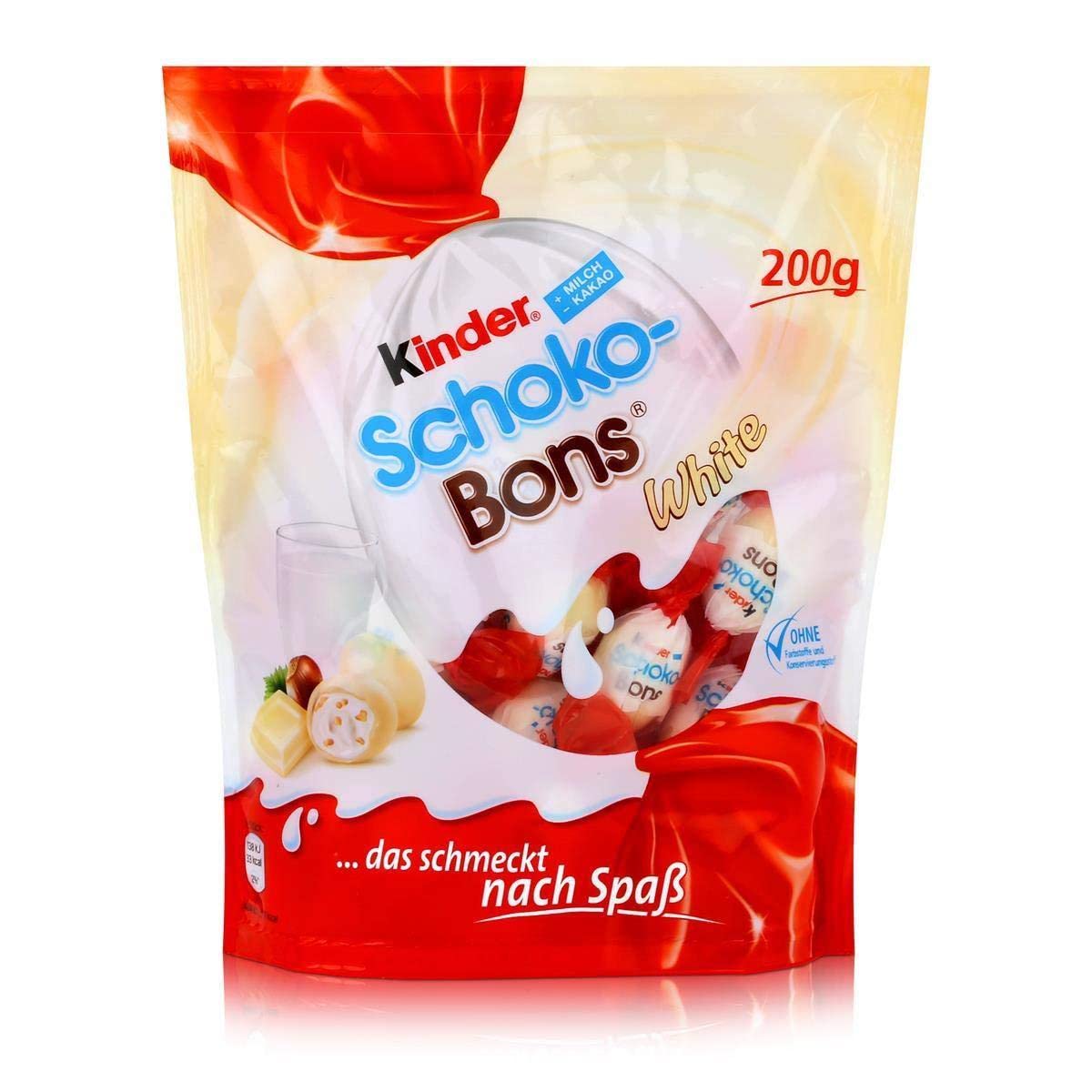 Kinder Schoko-Bons White Czekoladki z Białą Czekoladą i Nadzieniem Mleczno-Orzechowym, 200g