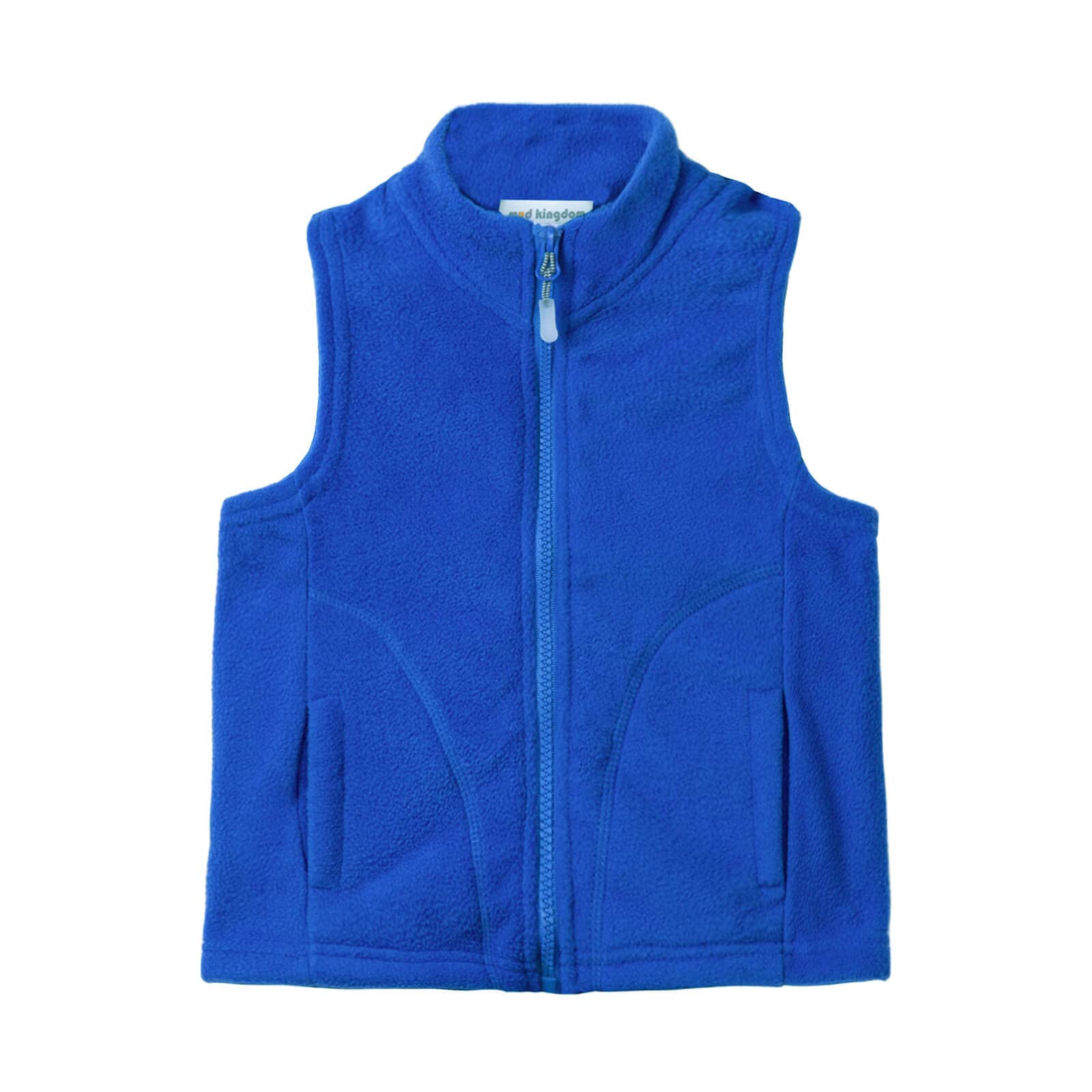 Mud Kingdom Boys Blue Gilet For Little Stand-Up Collar Zip Up Body Warmer Solid Warm Polar Fleece Outerwear 5 Years