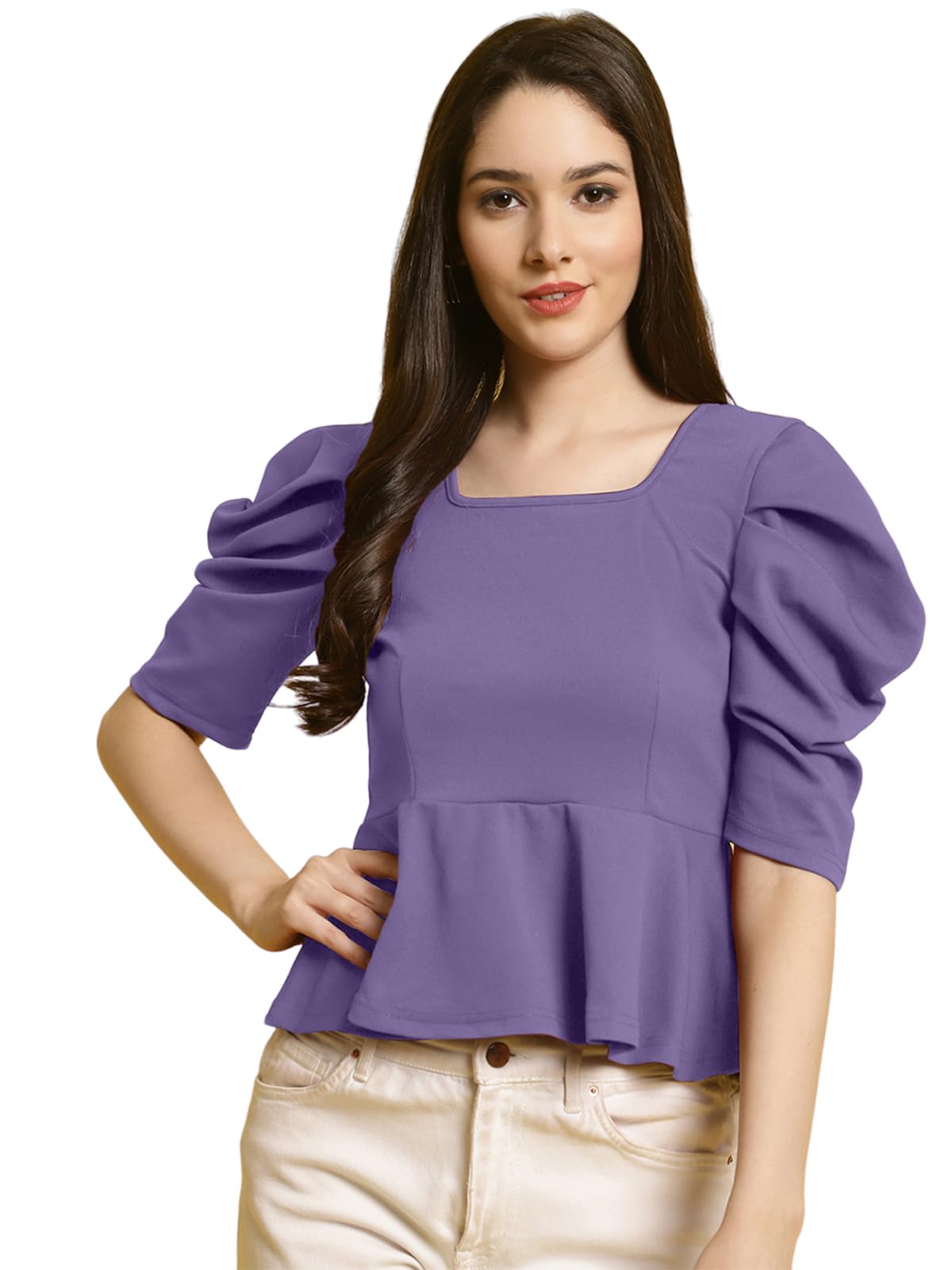 Preneum Solid Style Neck Casual Slim Fit Top & Tunic for Women & Girls |Latest Style |Trendy Tees |Korean Trending Style Top